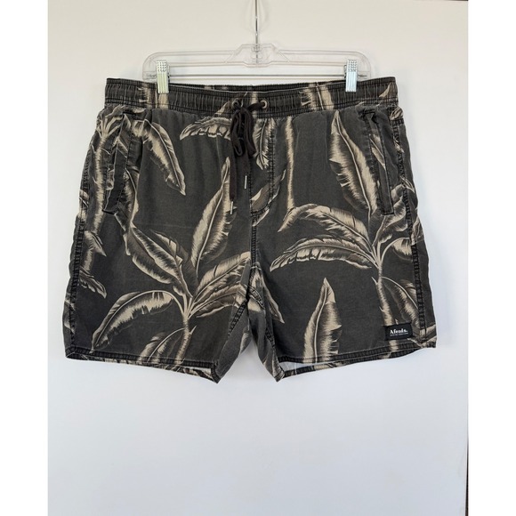 Afends Other - Afends Mens Tropical Banana Leaf Cotton Shorts Black Size 36 Hawaiian 
Hawaiian